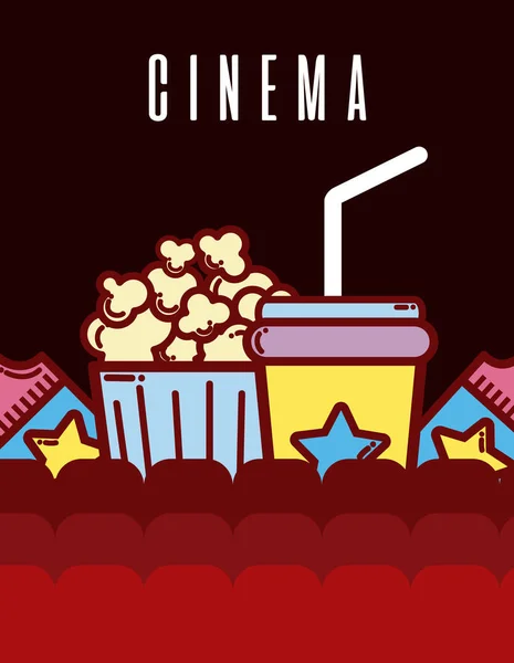 Cinéma Éléments Dessins Animés Intérieur Théâtre Avec Des Chaises Vectoriel — Image vectorielle