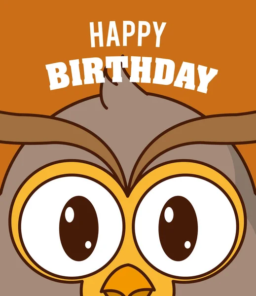 Bagoly Boldog Születésnapot Aranyos Kártya Cartoon Vektoros Illusztráció Grafikai Tervezés — Stock Vector