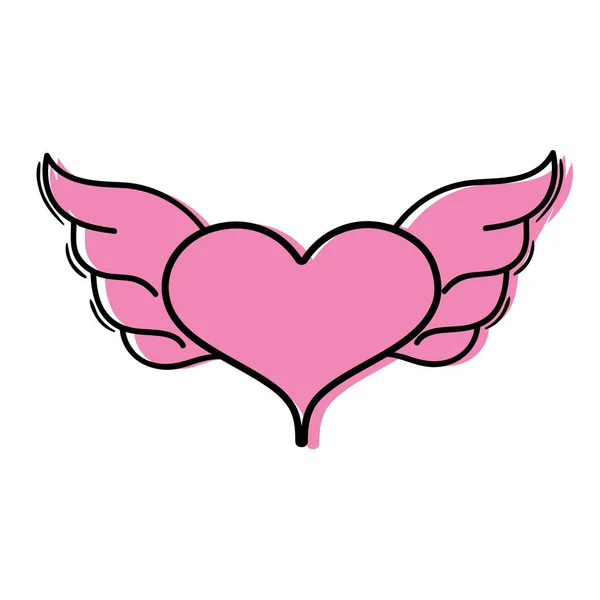 Color Heart Wings Symbol Love Art Vector Illustration — Stock Vector