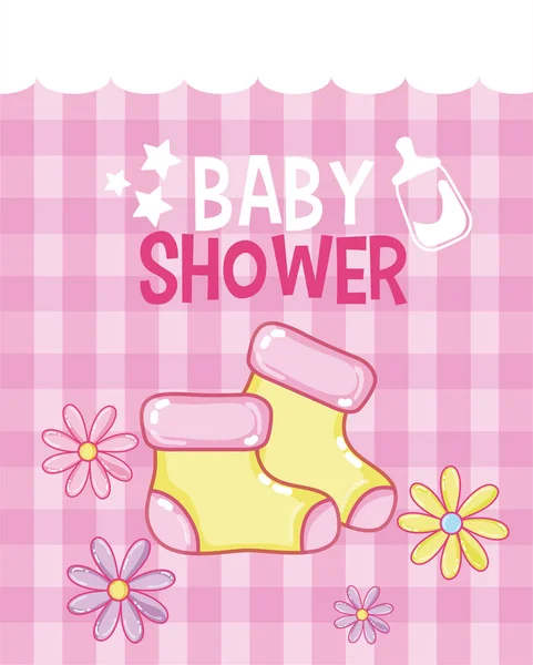 Baby Shower Card Cute Cartoons Vector Illustration Design — Stock Vector