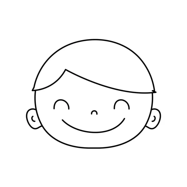 Línea Feliz Avatar Chico Cara Con Pelo Vector Ilustración — Vector de stock