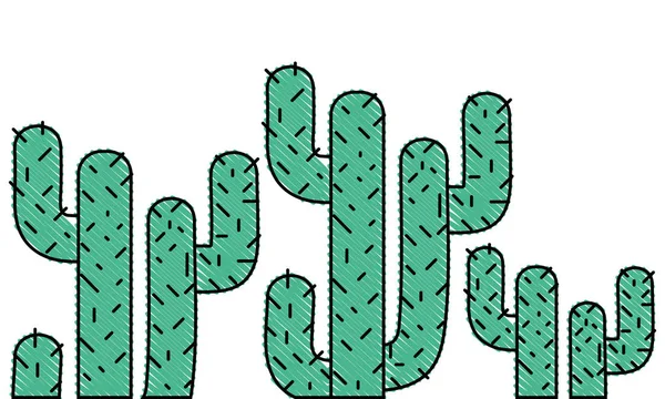 Plantes Cactus Naturel Tropical Râpé Illustration Vectorielle Conception — Image vectorielle