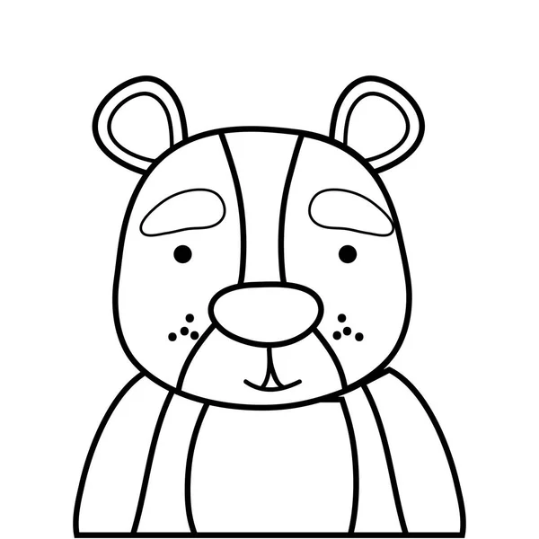 Linha Adorável Surpreso Urso Selvagem Vetor Ilustração — Vetor de Stock