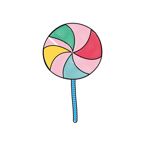 Geraspte Heerlijke Spiraal Lollipop Snoep Karamel Vectorillustratie — Stockvector