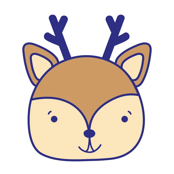 Full Color Happy Deer Head Wild Animal Vector Illustration — Stock Vector
