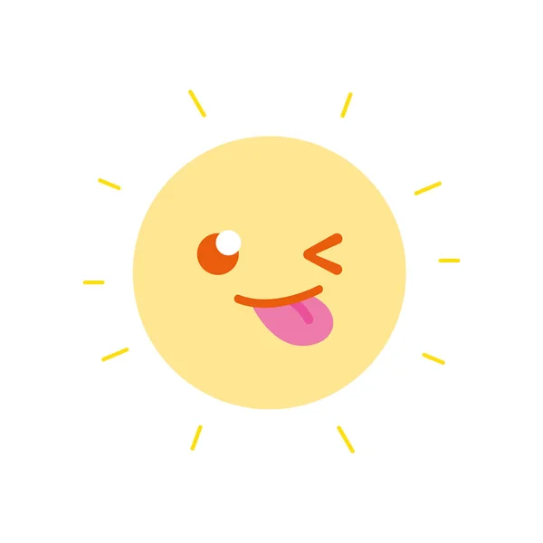 Coloré Drôle Mignon Soleil Kawaii Météo Vecteur Illustration — Image vectorielle