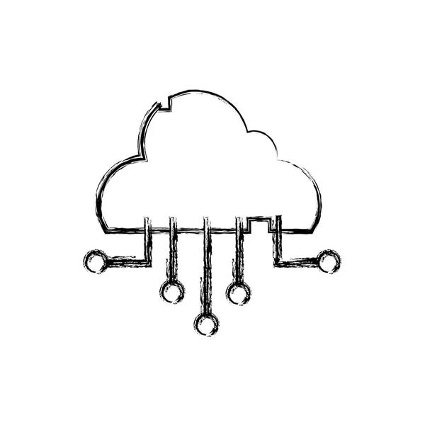 Ilustracja Wektorowa Serwera Połączenia Sieci Rysunek Danych Chmura — Wektor stockowy