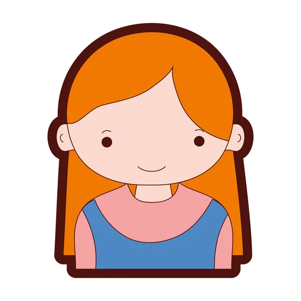 Line Color Happy Girl Long Hair Blouse Design Vector Illustration — Stock Vector