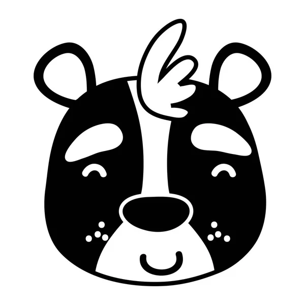 Silhouette Felice Testa Orso Selvaggio Animale Vettore Illustrazione — Vettoriale Stock