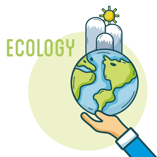Ecologia Natura Montagna Nel Mondo Illustrazione Vettoriale Grafica — Vettoriale Stock