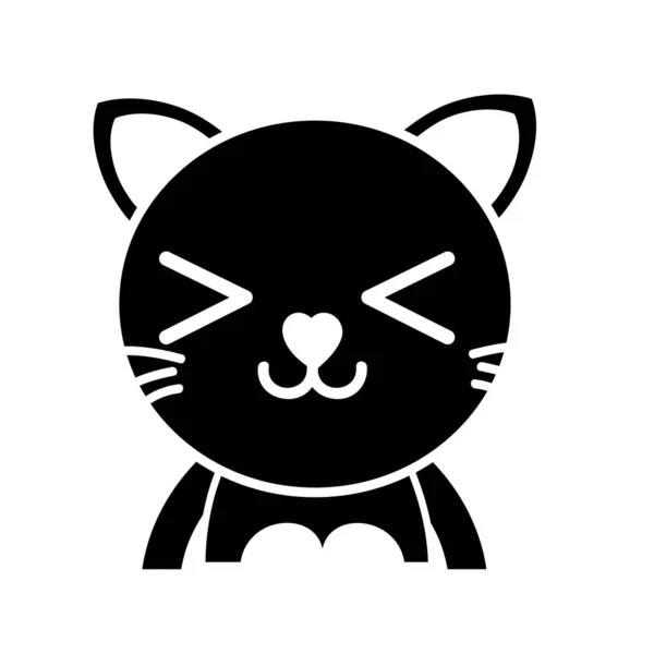 Silhouette Glücklich Katze Liebenswert Katze Tier Vektor Illustration — Stockvektor