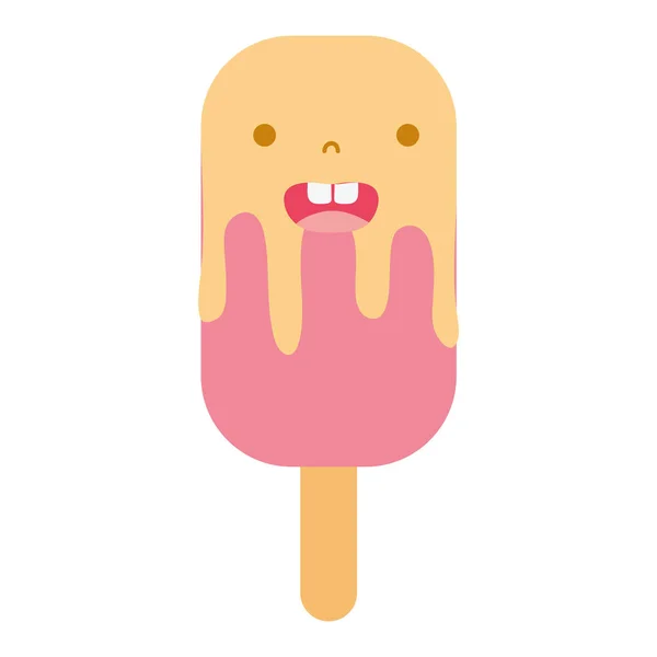 Kleurrijke Glimlach Ice Lolly Kawaii Dessert Vectorillustratie — Stockvector