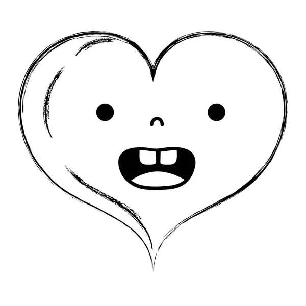 Obrázek Úsměv Srdce Láskou Kawaii Kreslené Vektorové Ilustrace — Stockový vektor