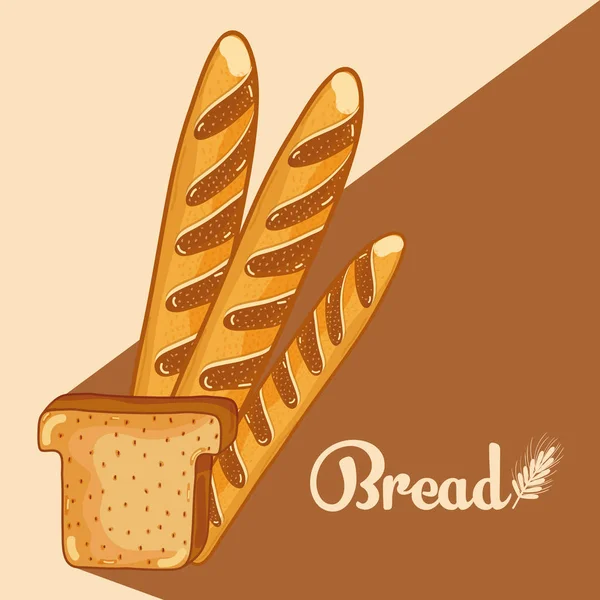 Brot Köstlich Und Frisch Bäckerei Über Braunem Hintergrund Vektor Illustration — Stockvektor