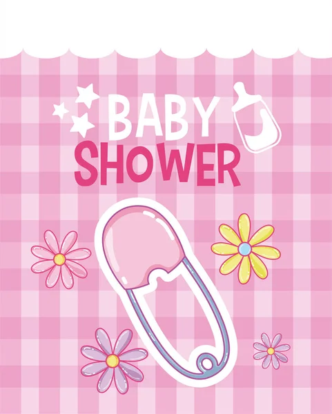 赤ちゃんピンク シャワー カード ベクトル イラスト グラフィック デザイン — ストックベクタ