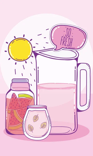 Fräscha Detox Vattenmelon Juice Mason Jar Vektor Illustration Grafisk Design — Stock vektor