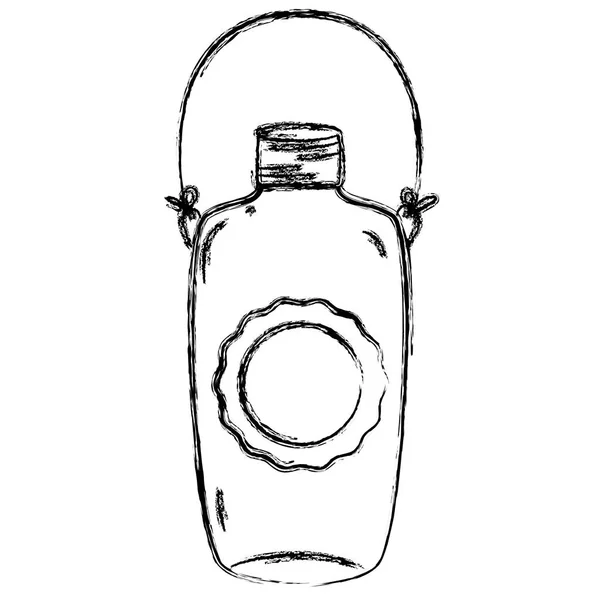 Grunge Langes Einmachglas Mit Aufkleber Und Drahtgriff Vektor Illustration — Stockvektor