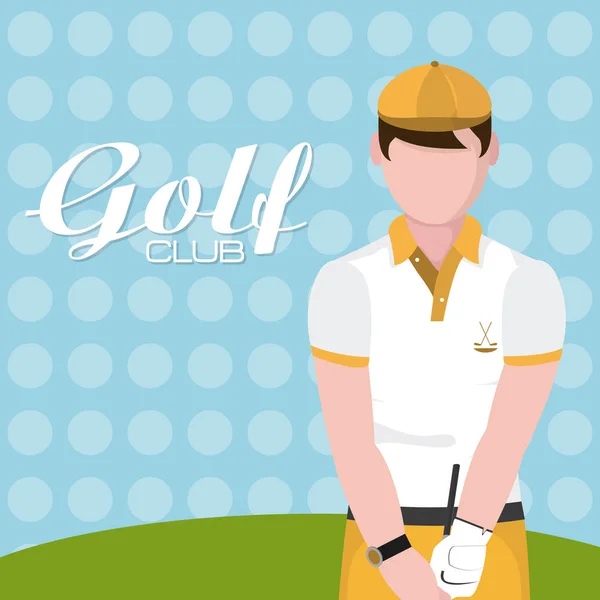 Golf Spelare Med Klubb Camp Tecknade Vektor Illustration Grafisk Design — Stock vektor