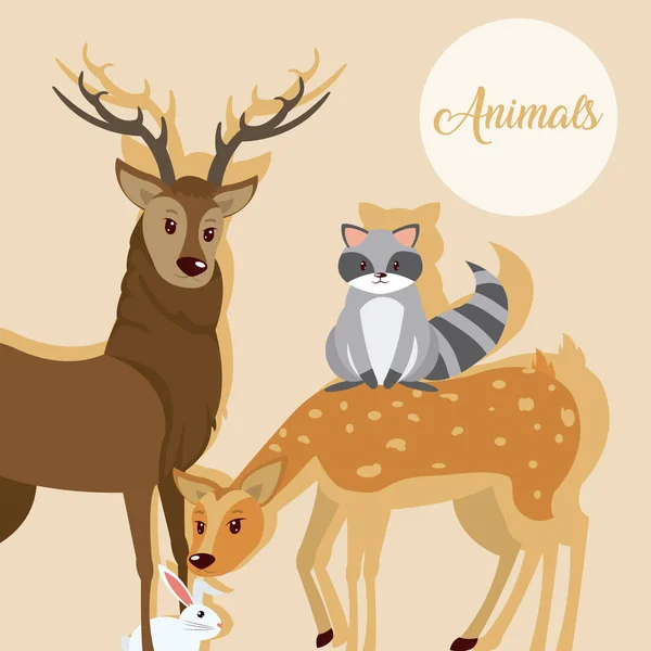 Carino Animali Cartoni Animati Sfondo Colorato Vettore Illustrazione Grafica — Vettoriale Stock