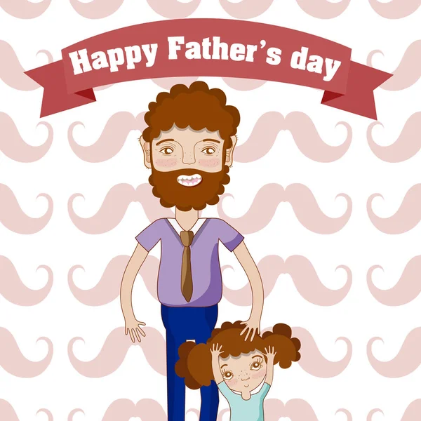 Father Daugther Cartoon Vector Illustration Graphic Design — Stock Vector