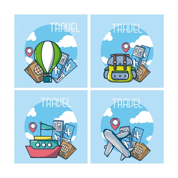 Conjunto Ícones Viagem Coleção Vetorial Ilustração Design Gráfico — Vetor de Stock