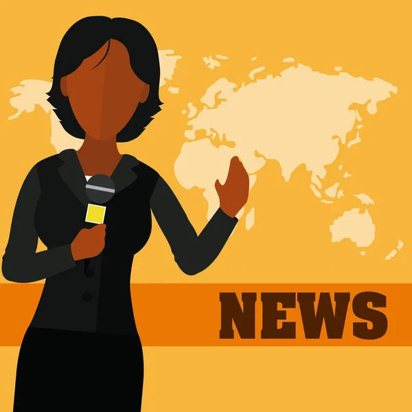 Woman News Reporter World Cartoon Vector Illustration Graphic Design — Stock Vector