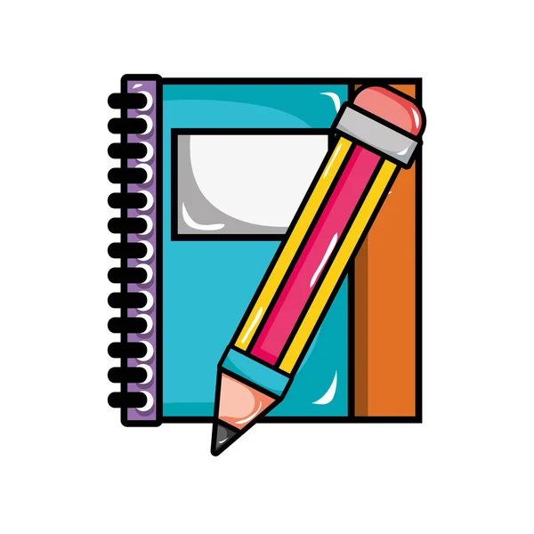 Caderno Lápis Objeto Escola Educação Vetor Ilustração —  Vetores de Stock