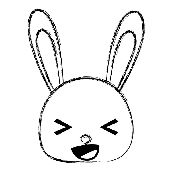 Grunge Happy Rabbit Head Wild Animal Vector Illustration — Stock Vector