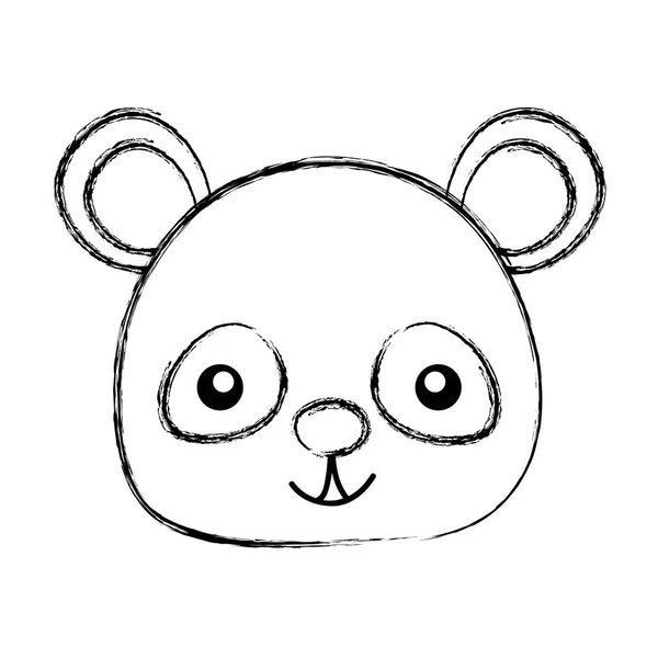 Grunge Feliz Panda Cabeza Animal Salvaje Vector Ilustración — Archivo Imágenes Vectoriales