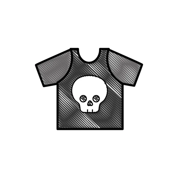 Shirt Roche Râpée Avec Motif Crâne Casul Vêtements Vectoriel Illustration — Image vectorielle