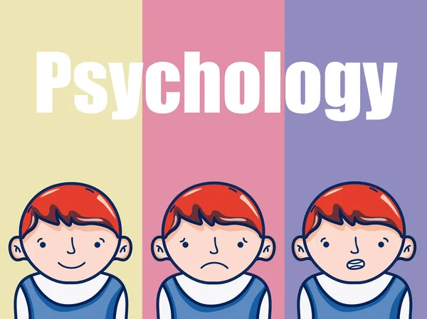 Psychologia Dla Chłopca Kreskówki Przez Kolorowe Tło Wektor Ilustracja Projekt — Wektor stockowy