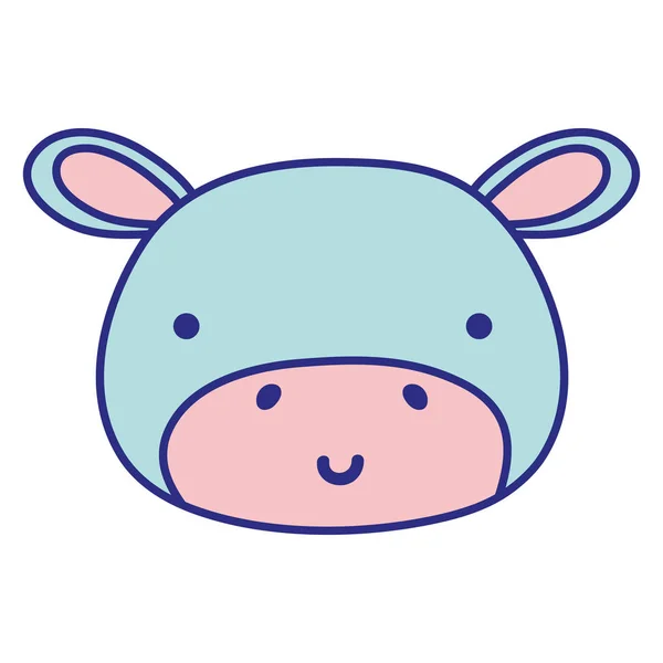 Full Color Happy Hippopotamus Head Wild Animal Vector Illustration — Stock Vector