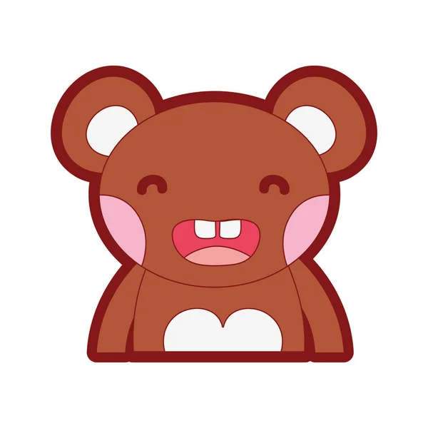 Línea Color Sonrisa Oso Adorable Animal Salvaje Vector Ilustración — Vector de stock