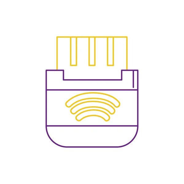 Línea Color Usb Tecnología Memoria Para Guardar Información Datos Ilustración — Vector de stock