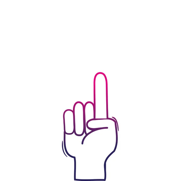 Color Line Hand Med Pekfingret Gest Symbol Meddelande Vektorillustration — Stock vektor