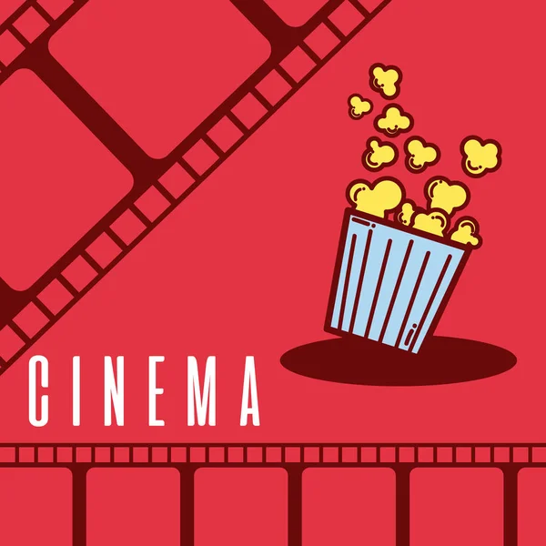 Cinéma Dessin Animé Pop Corn Sur Fond Bobine Colorée Illustration — Image vectorielle