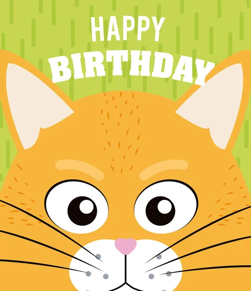 Katze Karikatur Auf Happy Birthday Karte Vektor Illustration Grafik Design — Stockvektor