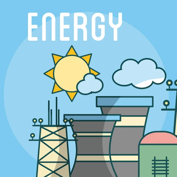 Energii Elektrycznej Budynków Roślina Wektor Projekt Graficzny Ilustracja — Wektor stockowy