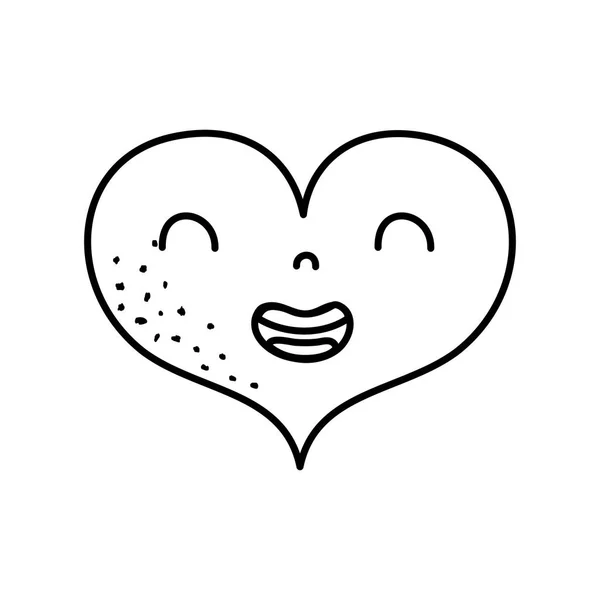 Line Smile Heart Kawaii Facial Expression Vector Illustration — Stock Vector