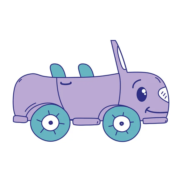 Full Color Kawaii Happy Sport Car Transport Vector Illustration — Stock Vector