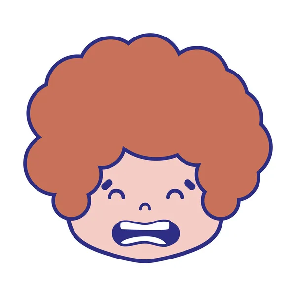 Tête Garçon Colorée Avec Des Cheveux Bouclés Illustration Vectorielle Visage — Image vectorielle