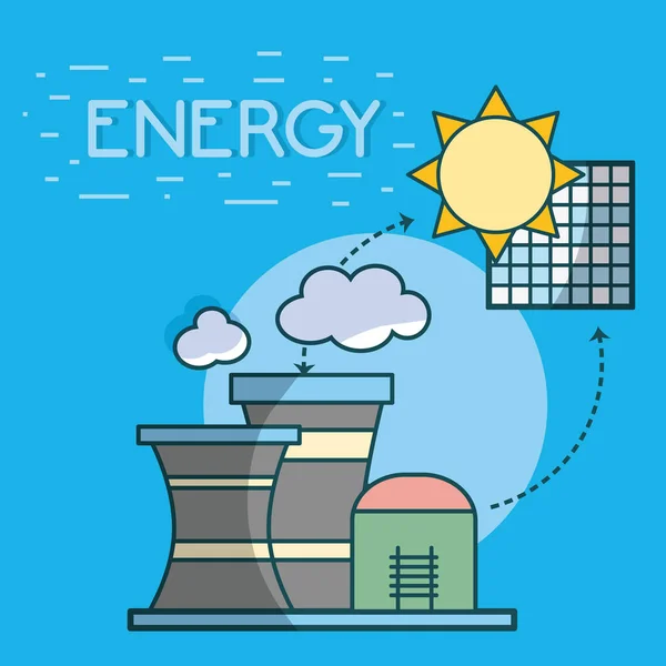 Panel Słoneczny Elektrowni Jądrowych Wektor Projekt Graficzny Ilustracja — Wektor stockowy