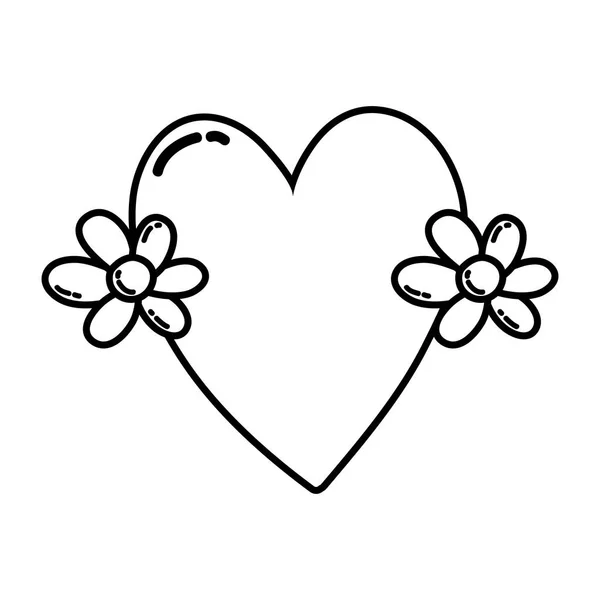 Лінія Миле Кохання Серце Квітковим Дизайном Векторні Ілюстрації — стоковий вектор