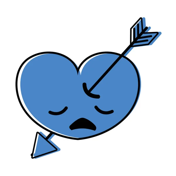 Cor Coração Triste Com Seta Kawaii Personagem Vetor Ilustração —  Vetores de Stock