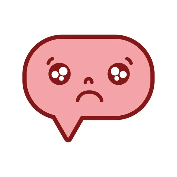 Line Color Sad Chat Bubble Kawaii Cartoon Vector Illustration — Stock Vector