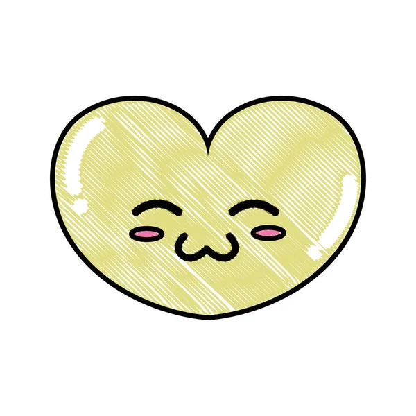 Grated Cute Heart Kawaii Character Design Vector Illustration — Stock Vector