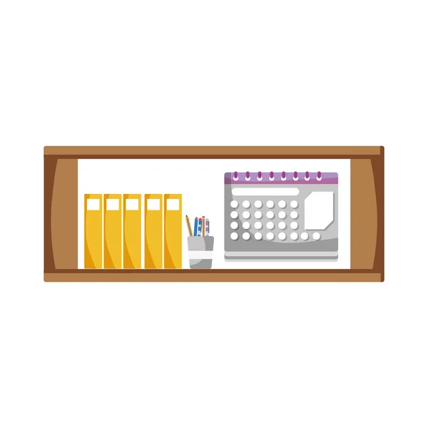 Office Plank Met Mappen Document Agenda Vectorillustratie — Stockvector