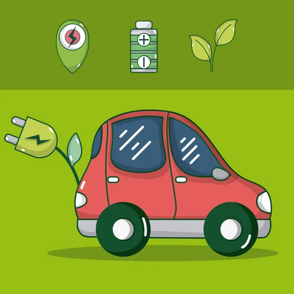 シンボル ベクトル イラスト グラフィック デザイン ラウンド グリーン エネルギーと電気自動車 — ストックベクタ