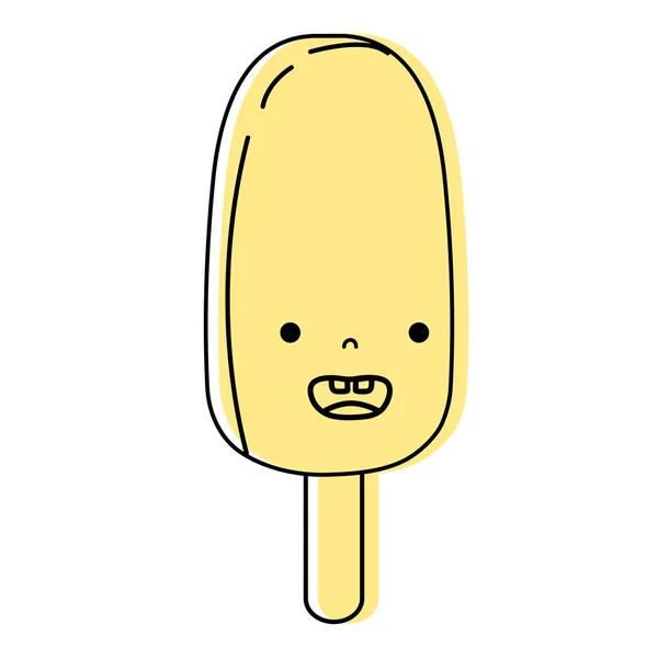 Farbe Lächeln Oval Eis Lolly Kawaii Vektor Illustration — Stockvektor