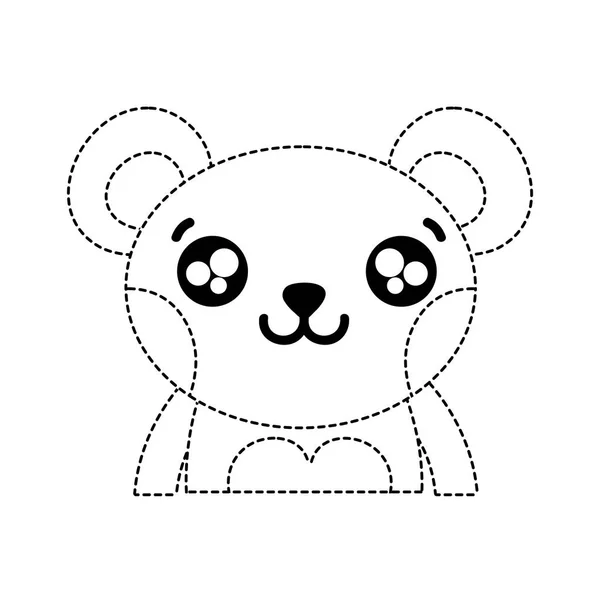 Forma Punteada Oso Feliz Adorable Animal Salvaje Vector Ilustración — Archivo Imágenes Vectoriales